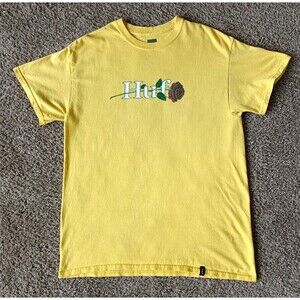 Huf T-Shirt Men's Medium Yellow Short Sleeve